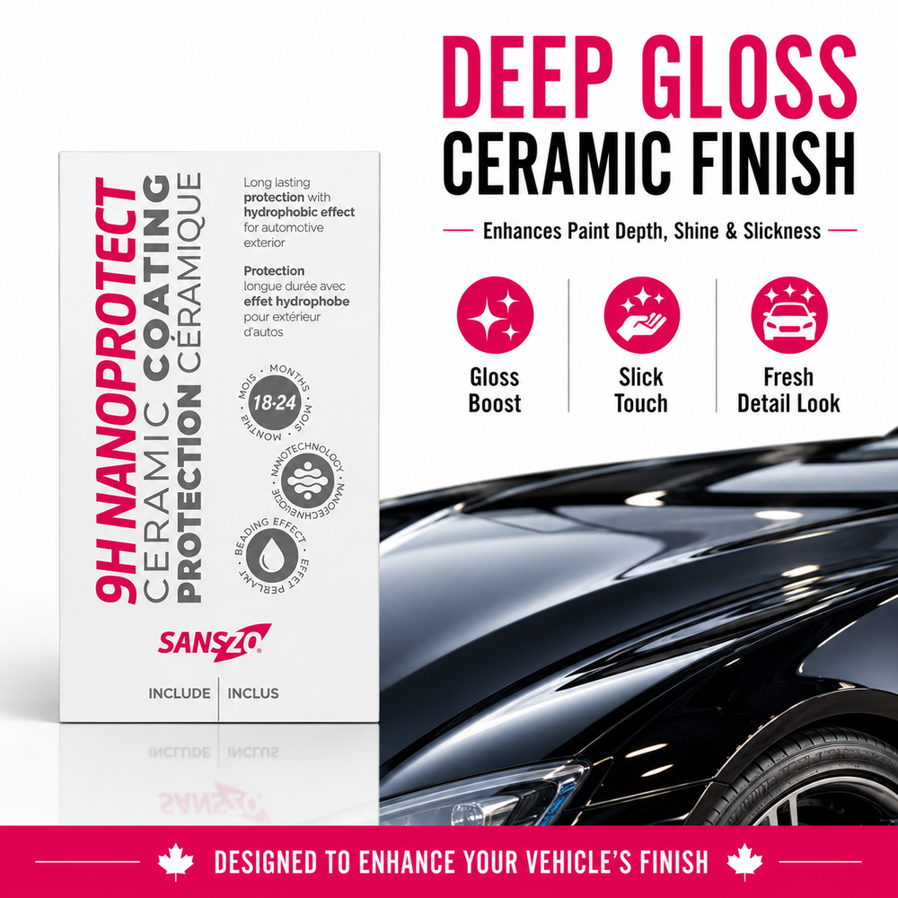 SansZo 9H NanoProtect Ceramic Coating Kit | Hydrophobic Protection & Deep Gloss Finish visual proof