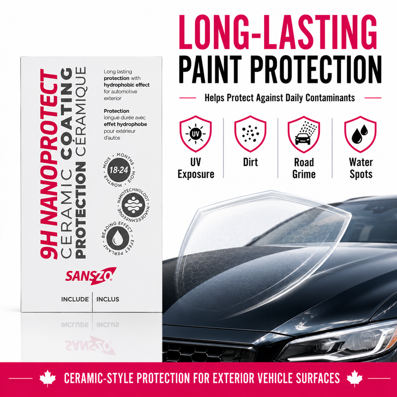 SansZo 9H NanoProtect Ceramic Coating Kit | Hydrophobic Protection & Deep Gloss Finish use case 1
