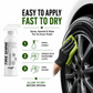 Easy tire shine application: spray evenly on the tire sidewall, spread with a microfiber cloth if needed, wipe excess and let dry.