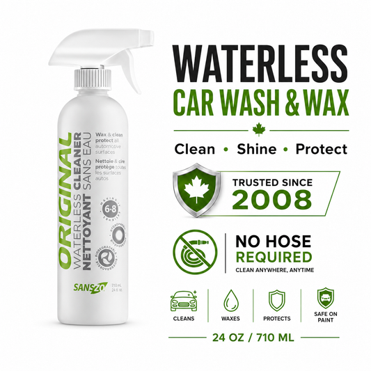 SansZo Original Waterless Car Wash and Wax Spray 24 oz bottle with no hose required car cleaning solution